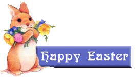 Easter Bunny with Happy Easter sign