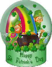 Animated St. Patrick's Day Snow Globe with Leprechauns and Rainbows